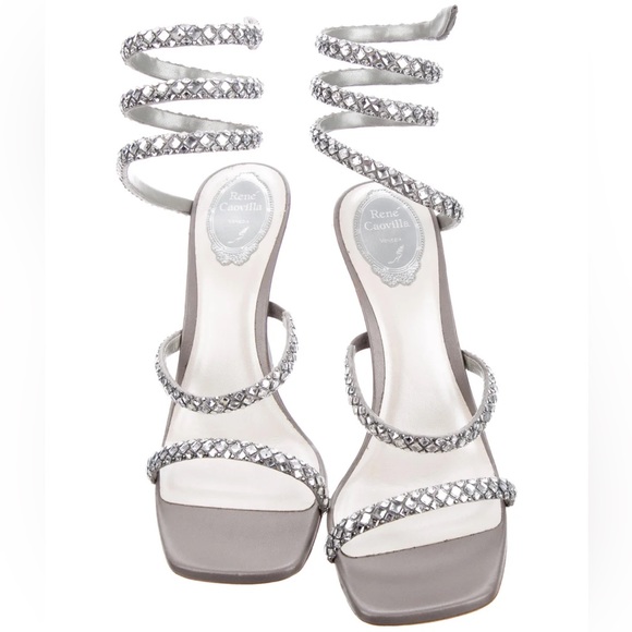 RENÉ CAOVILLA Cleo Snake Chrome Stiletto
Crystal Gladiator Sandals Size: 41 - Picture 3 of 7